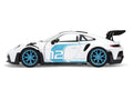 Porsche 911 GT3 RS (992) #12 White with Blue Stripes and Carbon Top "Hyper-Spec" Series 1/24 Diecast Model Car by Jada-0