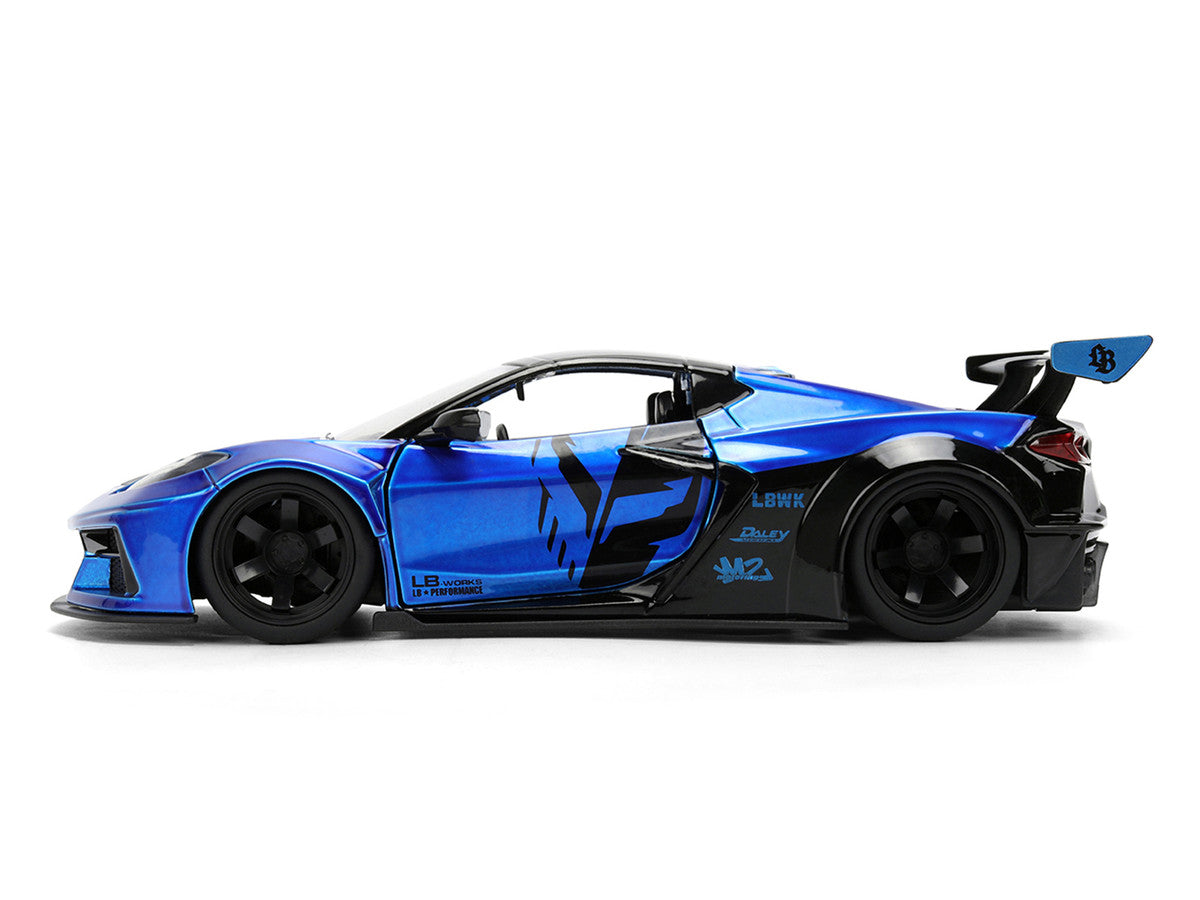 Chevrolet Corvette C8 "Liberty Walk" Candy Blue and Black "Hyper-Spec" Series 1/24 Diecast Model Car by Jada-2