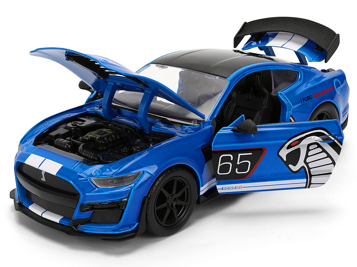 2020 Ford Mustang Shelby GT500 #65 "Ford Performance" Blue with Black Top and White Stripes "Bigtime Muscle" Series 1/24 Diecast Model Car by Jada-1