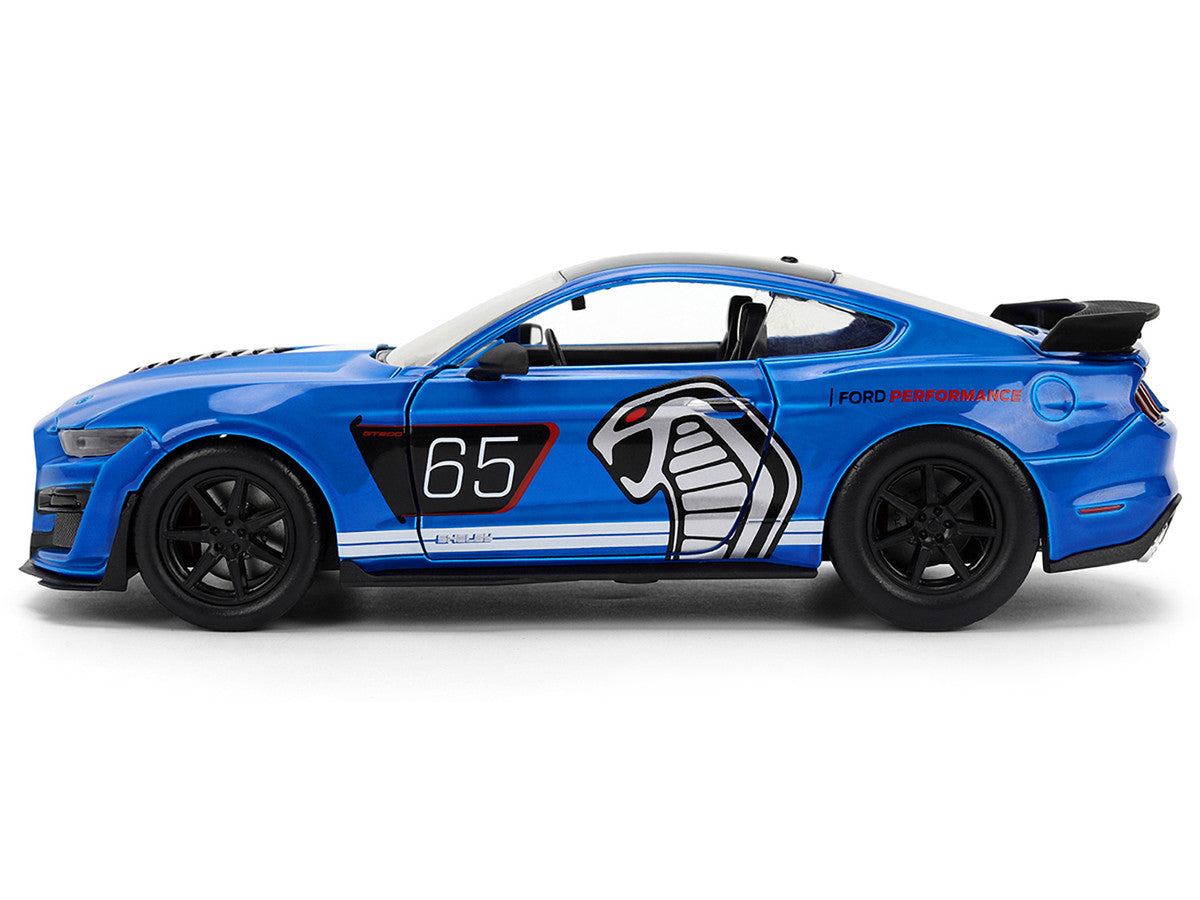 2020 Ford Mustang Shelby GT500 #65 "Ford Performance" Blue with Black Top and White Stripes "Bigtime Muscle" Series 1/24 Diecast Model Car by Jada-2