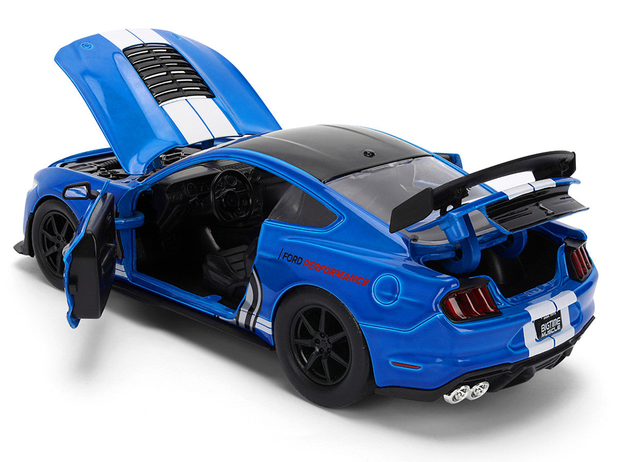 2020 Ford Mustang Shelby GT500 #65 "Ford Performance" Blue with Black Top and White Stripes "Bigtime Muscle" Series 1/24 Diecast Model Car by Jada-3