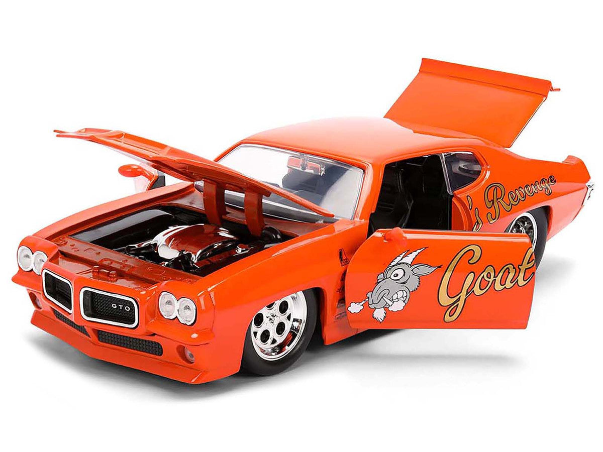 1971 Pontiac GTO "Goat's Revenge" Orange with Graphics "Bigtime Muscle" Series 1/24 Diecast Model Car by Jada-3