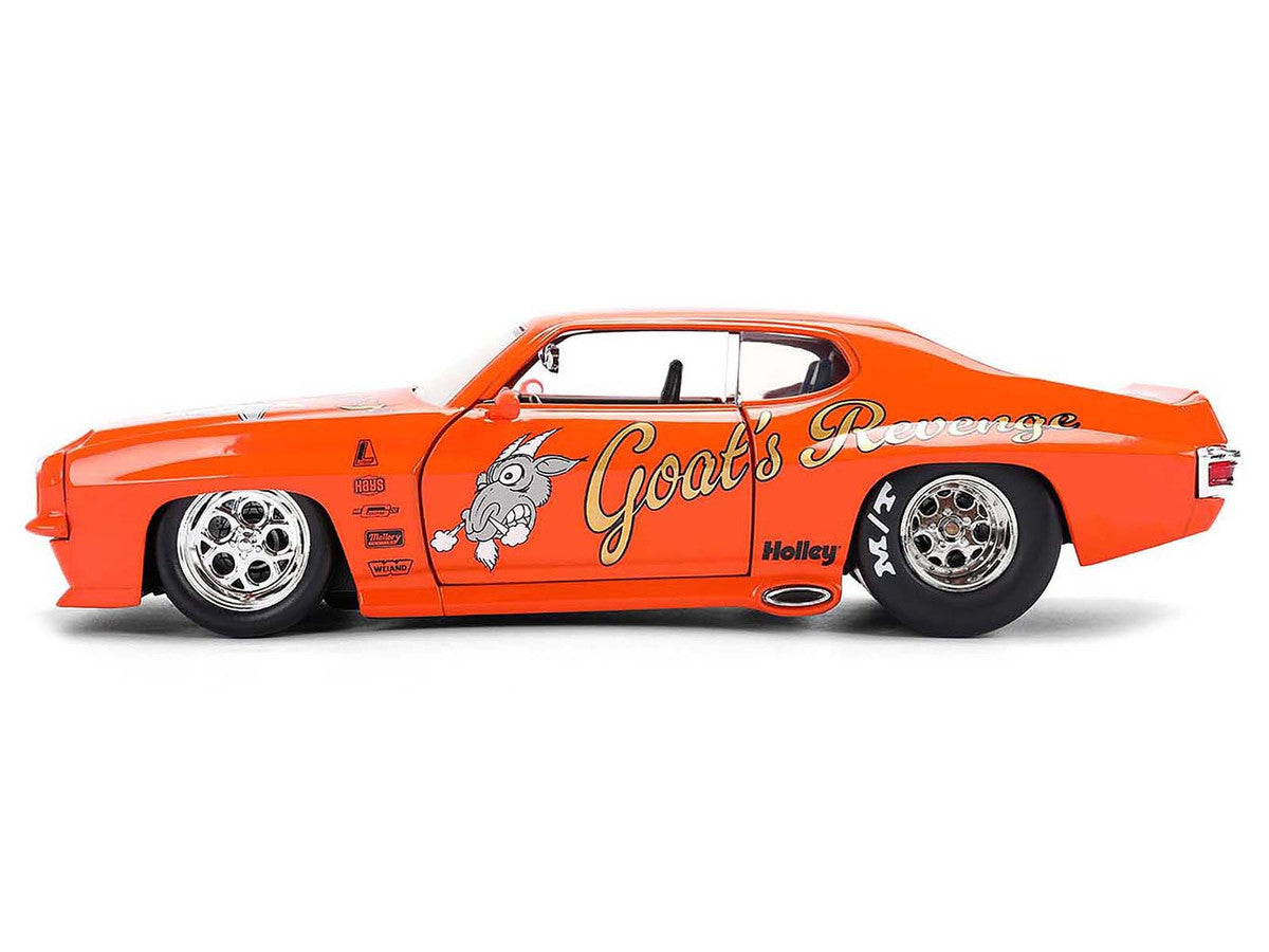 1971 Pontiac GTO "Goat's Revenge" Orange with Graphics "Bigtime Muscle" Series 1/24 Diecast Model Car by Jada-2