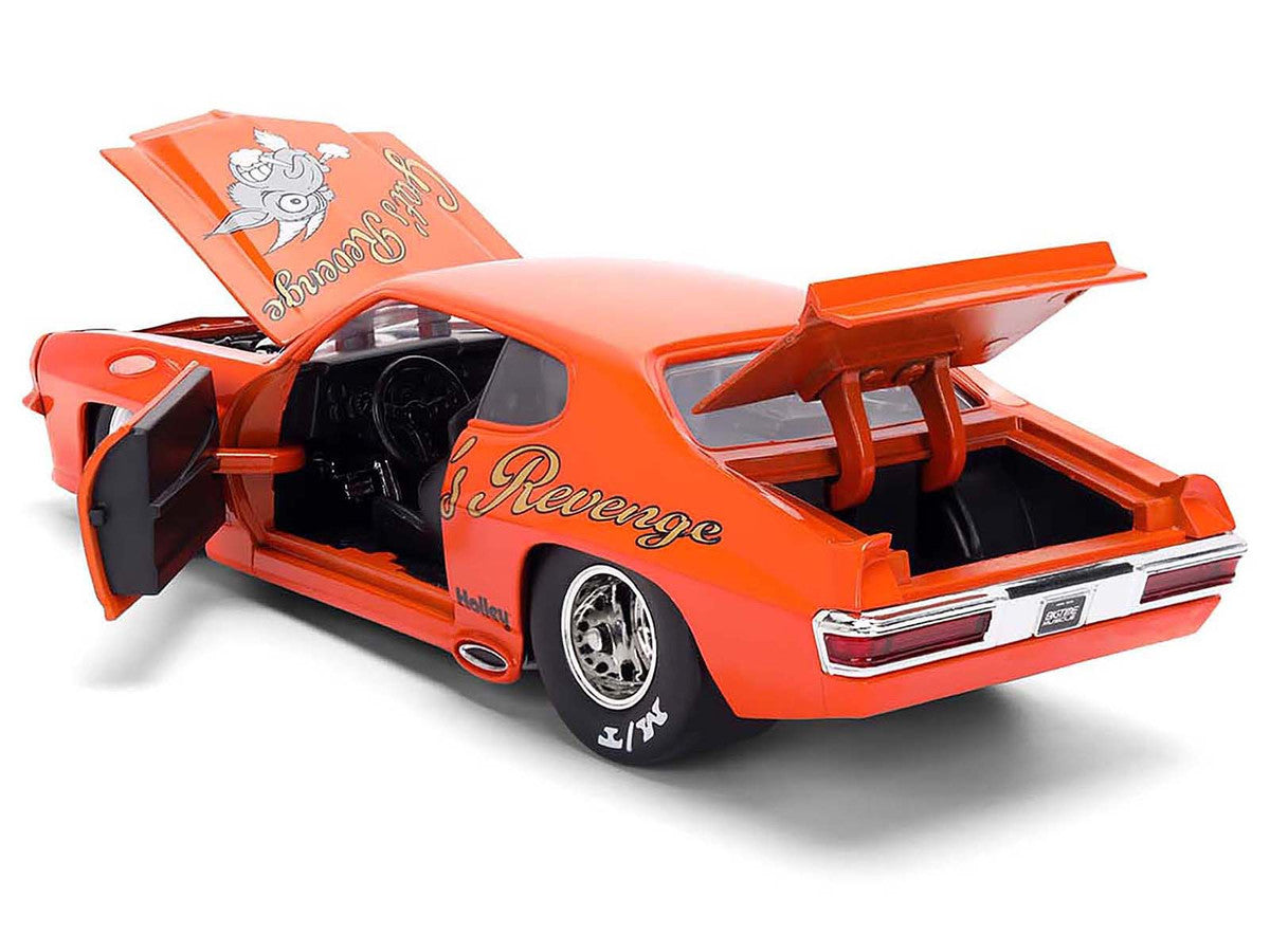 1971 Pontiac GTO "Goat's Revenge" Orange with Graphics "Bigtime Muscle" Series 1/24 Diecast Model Car by Jada-1