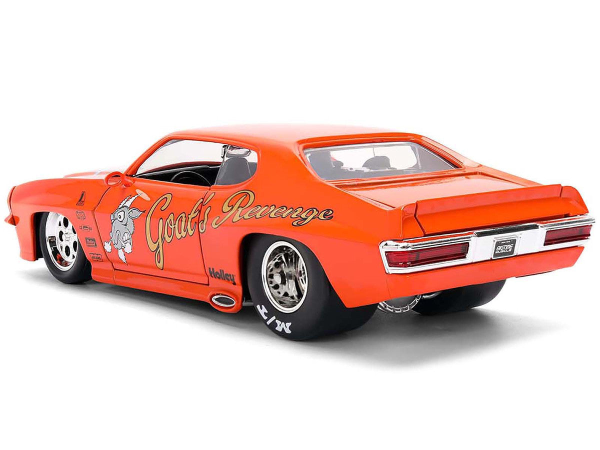 1971 Pontiac GTO "Goat's Revenge" Orange with Graphics "Bigtime Muscle" Series 1/24 Diecast Model Car by Jada-0