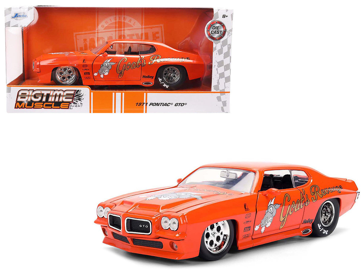1971 Pontiac GTO "Goat's Revenge" Orange with Graphics "Bigtime Muscle" Series 1/24 Diecast Model Car by Jada-4
