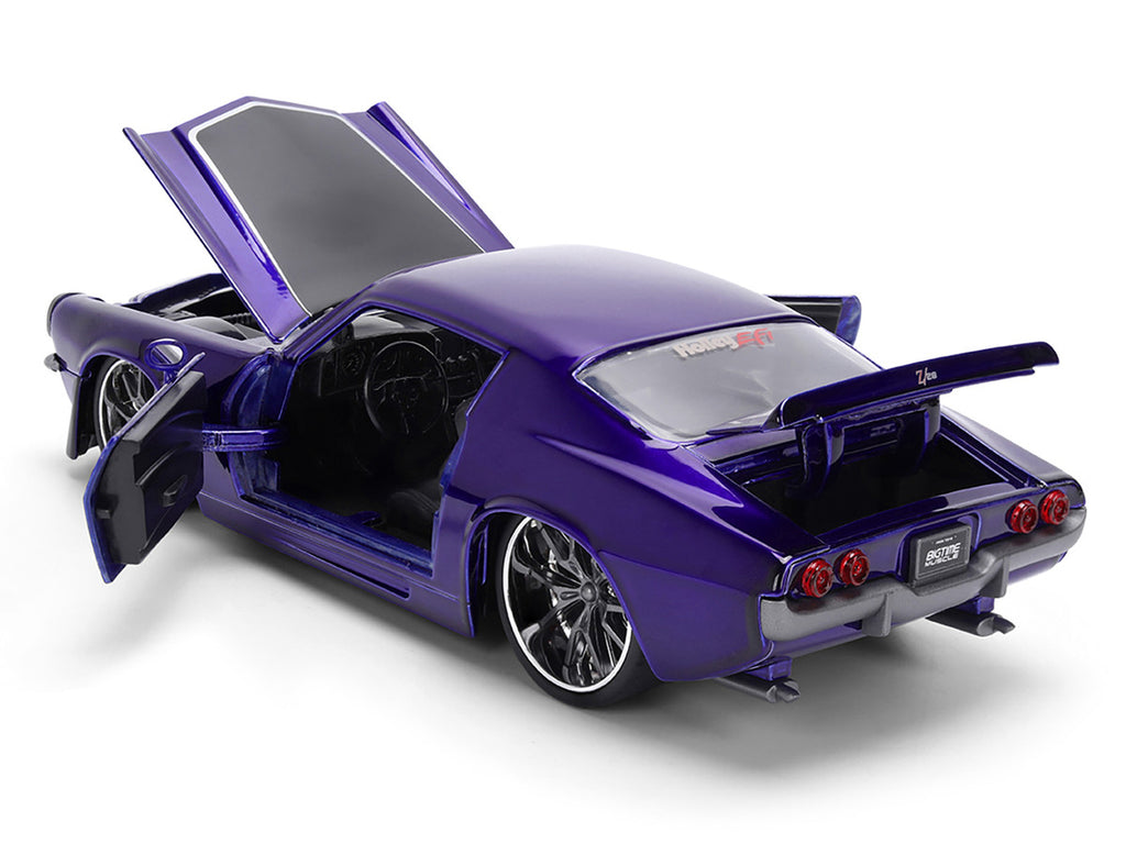 1971 Chevrolet Camaro Z/28 Purple Metallic with Black Hood "Bigtime Muscle" Series 1/24 Diecast Model Car by Jada-2