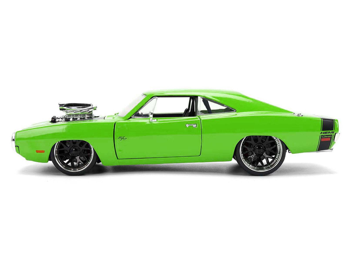 1970 Dodge Charger R/T Bright Green with Black Tail Stripe "Bigtime Muscle" Series 1/24 Diecast Model Car by Jada-0