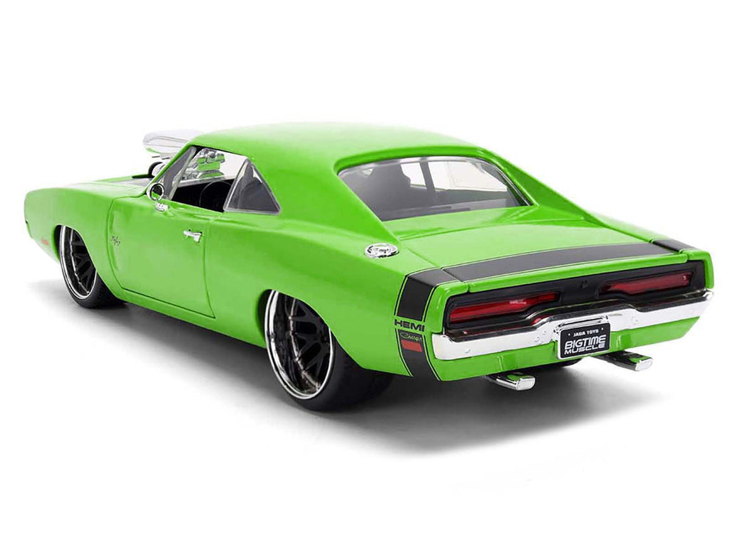 1970 Dodge Charger R/T Bright Green with Black Tail Stripe "Bigtime Muscle" Series 1/24 Diecast Model Car by Jada-1