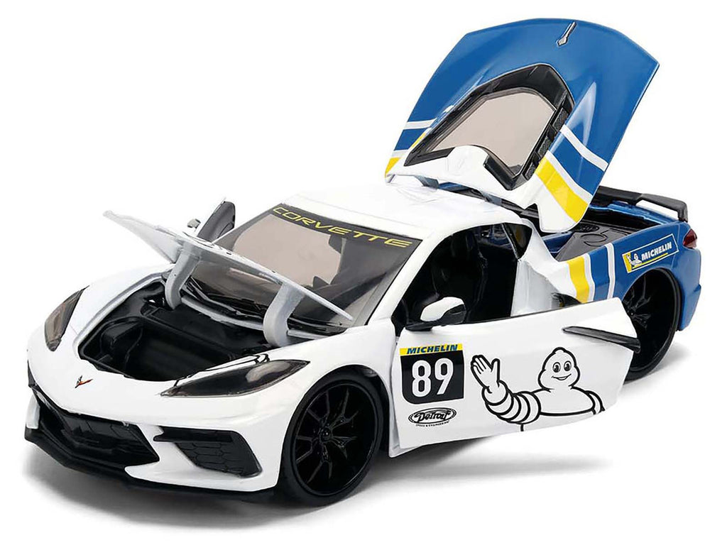 2020 Chevrolet Corvette Stingray C8 #89 "Michelin" White with Yellow and Blue Stripes "Bigtime Muscle" Series 1/24 Diecast Model Car by Jada-1