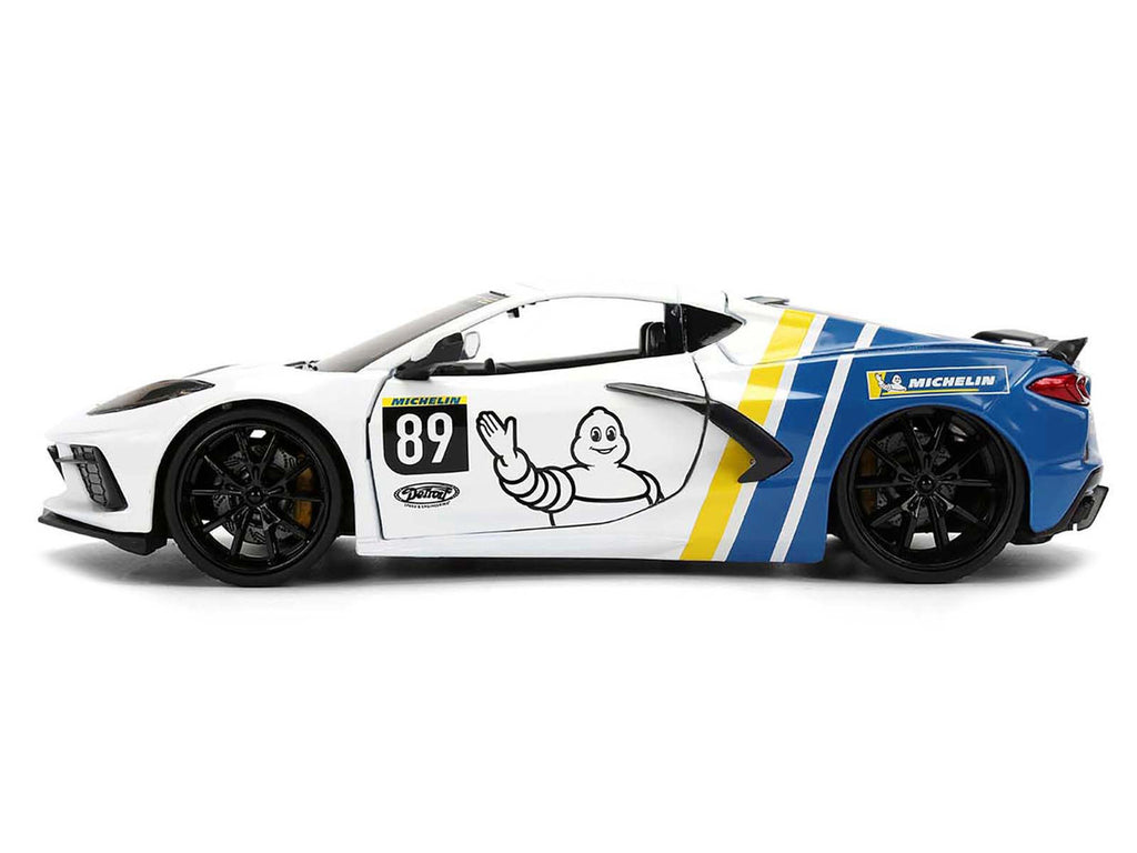 2020 Chevrolet Corvette Stingray C8 #89 "Michelin" White with Yellow and Blue Stripes "Bigtime Muscle" Series 1/24 Diecast Model Car by Jada-0