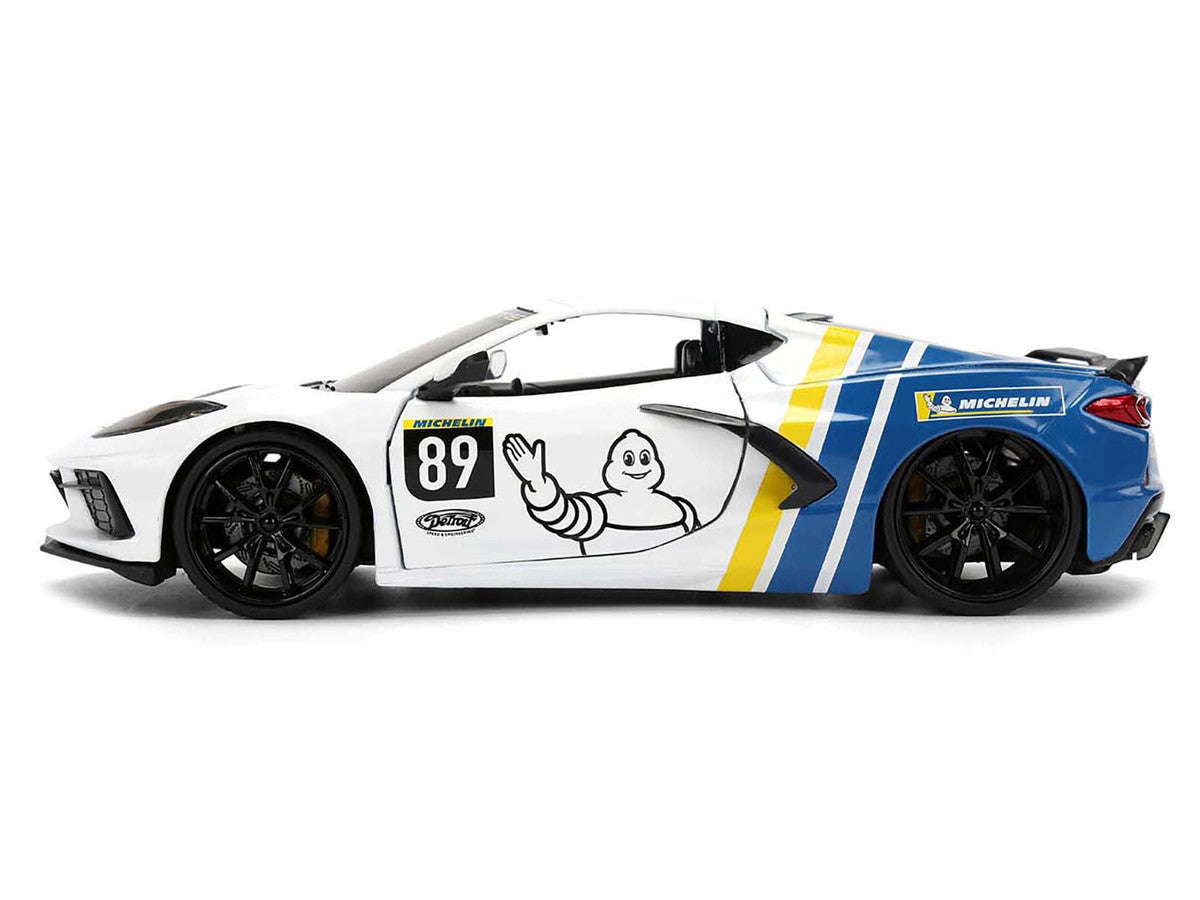 2020 Chevrolet Corvette Stingray C8 #89 "Michelin" White with Yellow and Blue Stripes "Bigtime Muscle" Series 1/24 Diecast Model Car by Jada-0