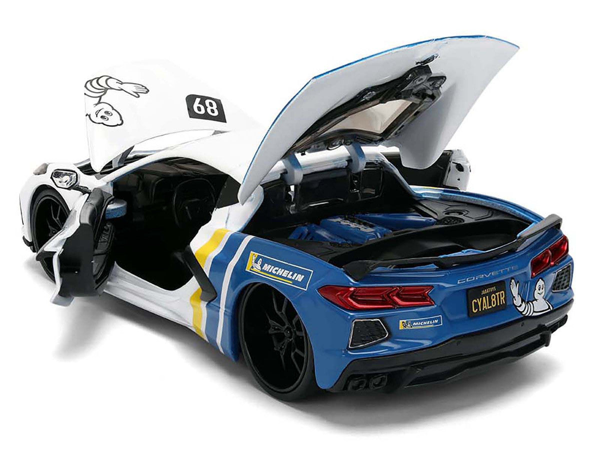 2020 Chevrolet Corvette Stingray C8 #89 "Michelin" White with Yellow and Blue Stripes "Bigtime Muscle" Series 1/24 Diecast Model Car by Jada-3