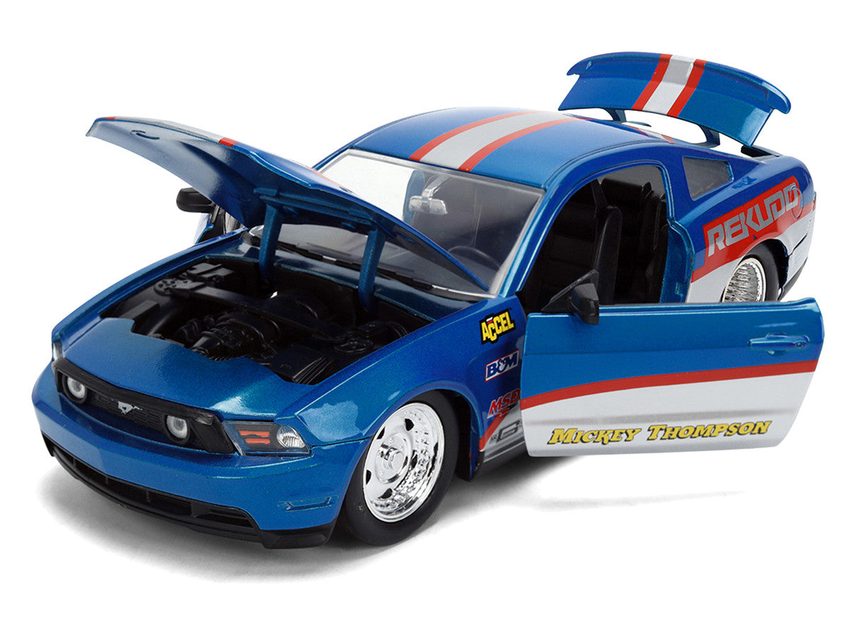 2010 Ford Mustang GT "Rekudo" Blue Metallic with Red and Silver Stripes "Bigtime Muscle" Series 1/24 Diecast Model Car by Jada-1