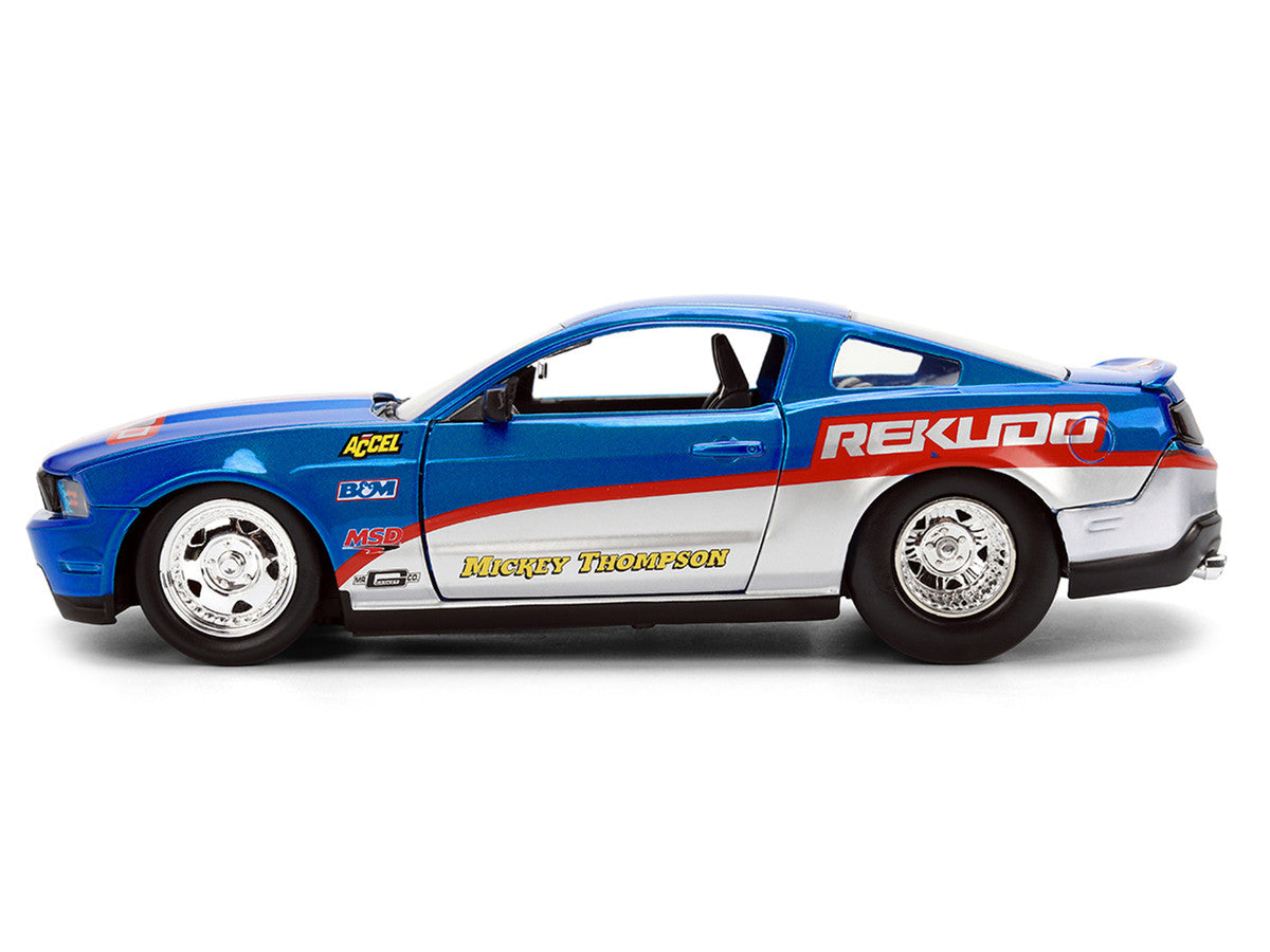 2010 Ford Mustang GT "Rekudo" Blue Metallic with Red and Silver Stripes "Bigtime Muscle" Series 1/24 Diecast Model Car by Jada-2
