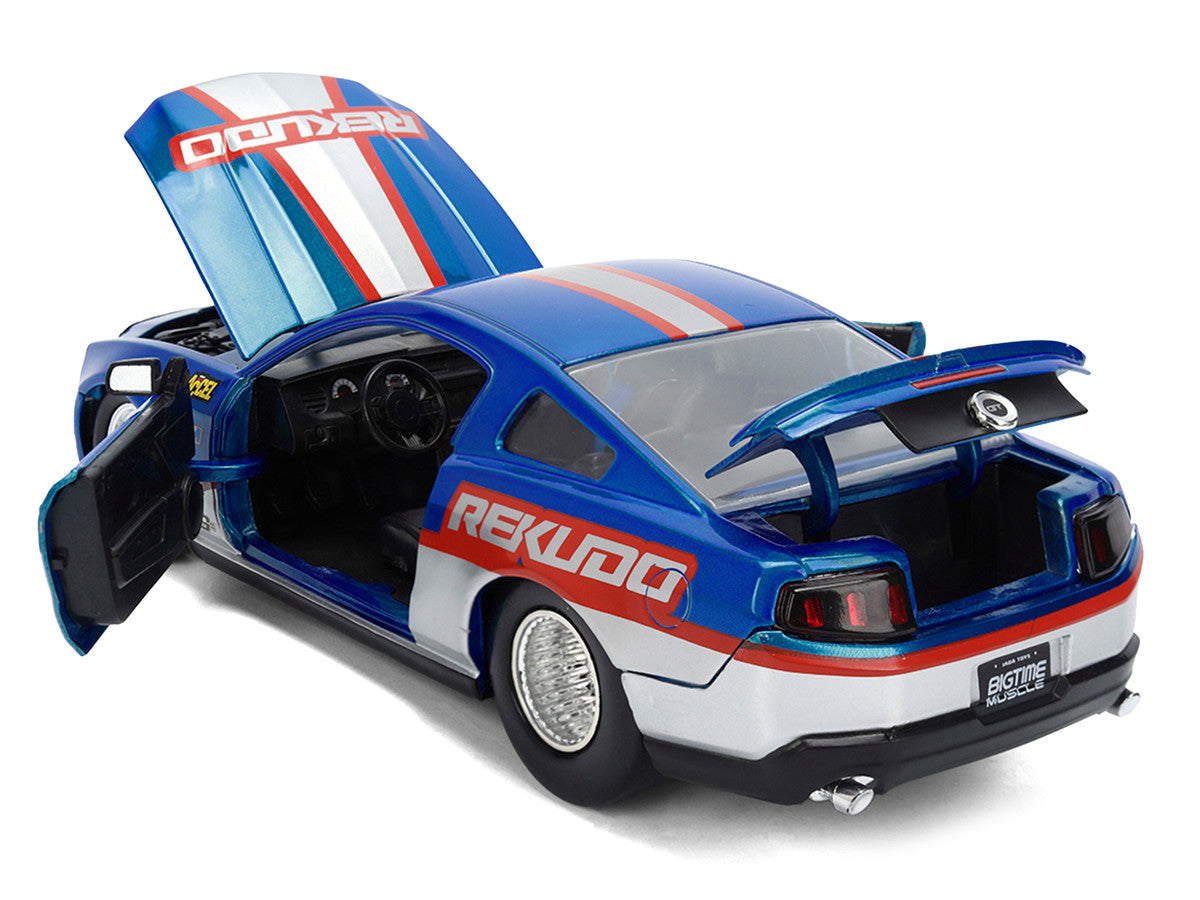 2010 Ford Mustang GT "Rekudo" Blue Metallic with Red and Silver Stripes "Bigtime Muscle" Series 1/24 Diecast Model Car by Jada-3