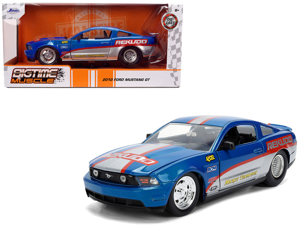 2010 Ford Mustang GT "Rekudo" Blue Metallic with Red and Silver Stripes "Bigtime Muscle" Series 1/24 Diecast Model Car by Jada-0