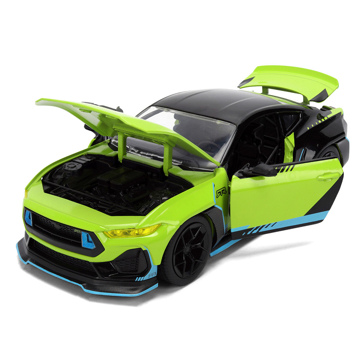 2026 Ford Mustang RTR Spec 5-D Lime Green with Black Top and Graphics "Hyper-Spec" Series 1/24 Diecast Model Car by Jada-1