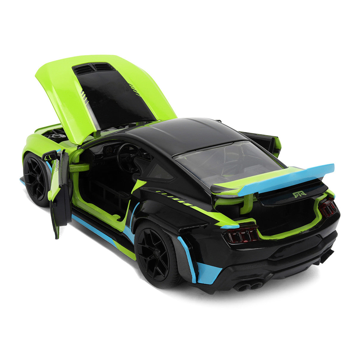 2026 Ford Mustang RTR Spec 5-D Lime Green with Black Top and Graphics "Hyper-Spec" Series 1/24 Diecast Model Car by Jada-3