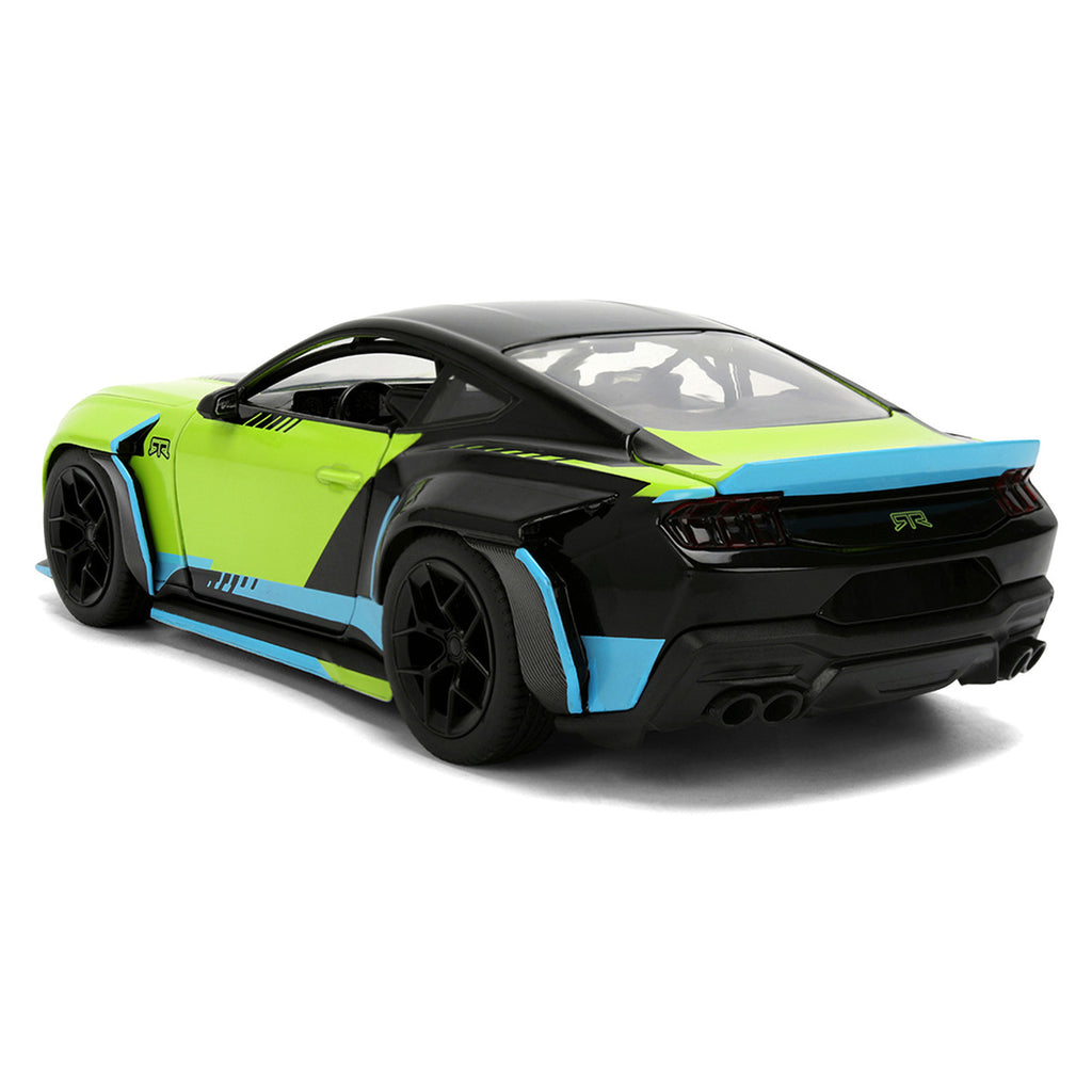 2026 Ford Mustang RTR Spec 5-D Lime Green with Black Top and Graphics "Hyper-Spec" Series 1/24 Diecast Model Car by Jada-4