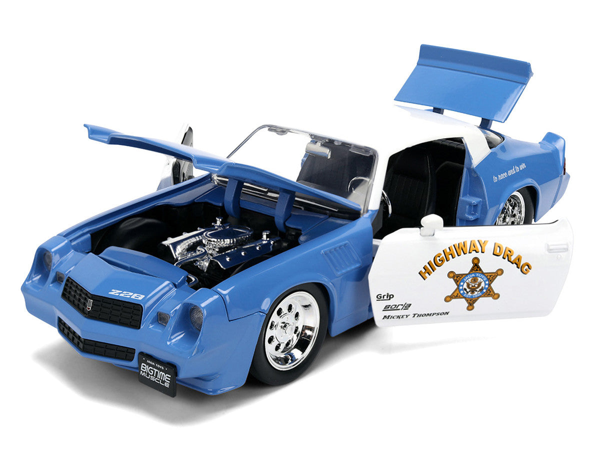 1979 Chevrolet Camaro Z28 Police "Highway Drag" Blue and White "Bigtime Muscle" Series 1/24 Diecast Model Car by Jada-1