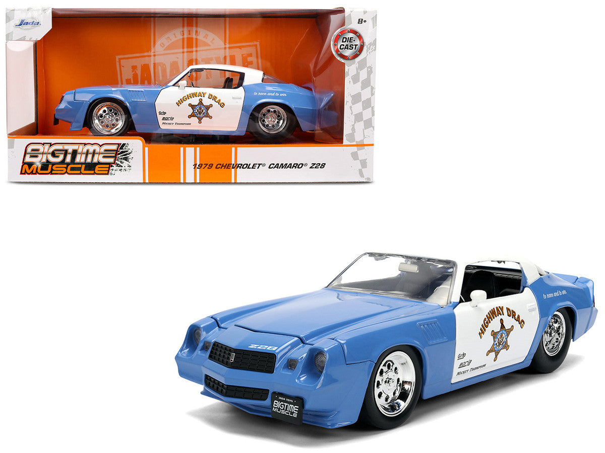 1979 Chevrolet Camaro Z28 Police "Highway Drag" Blue and White "Bigtime Muscle" Series 1/24 Diecast Model Car by Jada-0