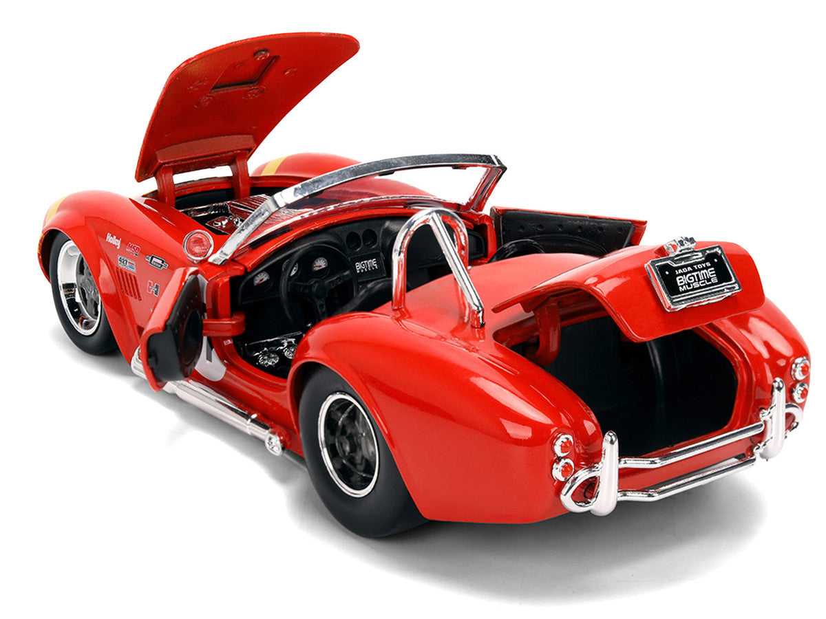1965 Shelby Cobra 427 S/C #67 Red with Yellow Stripe "Bigtime Muscle" Series 1/24 Diecast Model Car by Jada-3