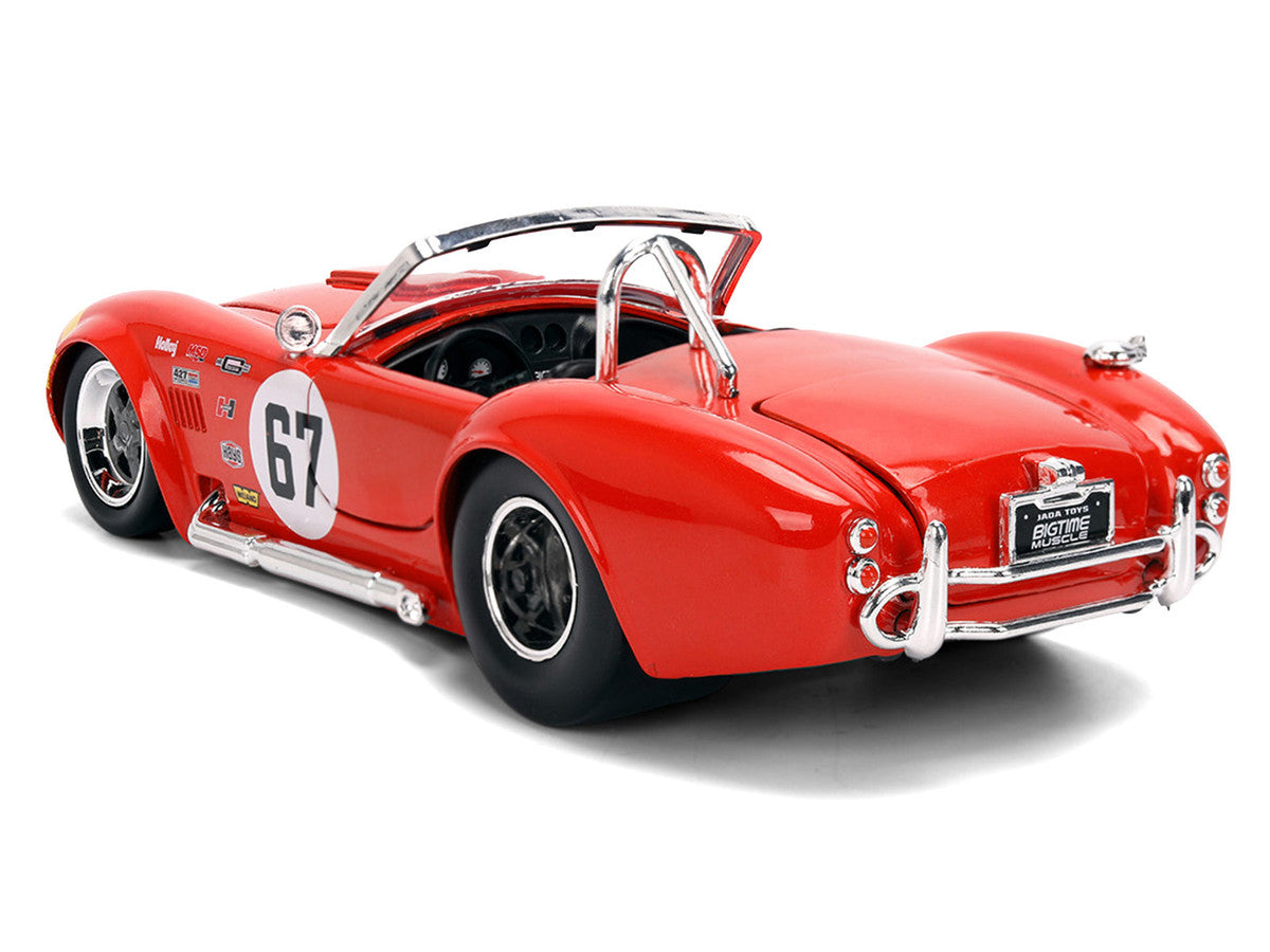 1965 Shelby Cobra 427 S/C #67 Red with Yellow Stripe "Bigtime Muscle" Series 1/24 Diecast Model Car by Jada-4