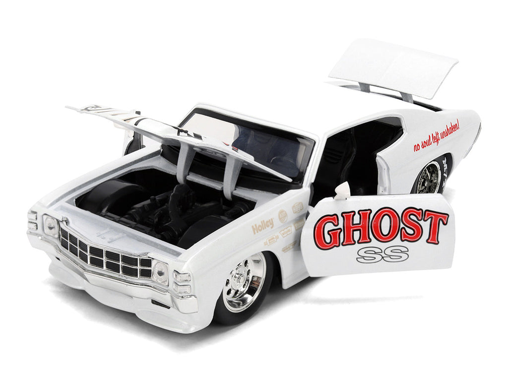 1971 Chevrolet Chevelle SS "Ghost SS" White with Graphics "Bigtime Muscle" Series 1/24 Diecast Model Car by Jada-1