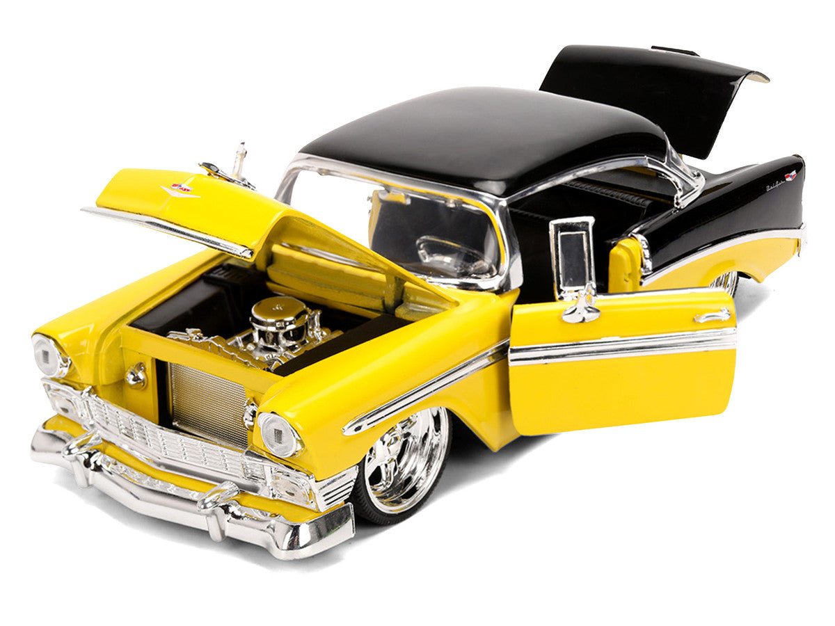 1956 Chevrolet Bel Air Yellow and Black "Bigtime Muscle" Series 1/24 Diecast Model Car by Jada-1