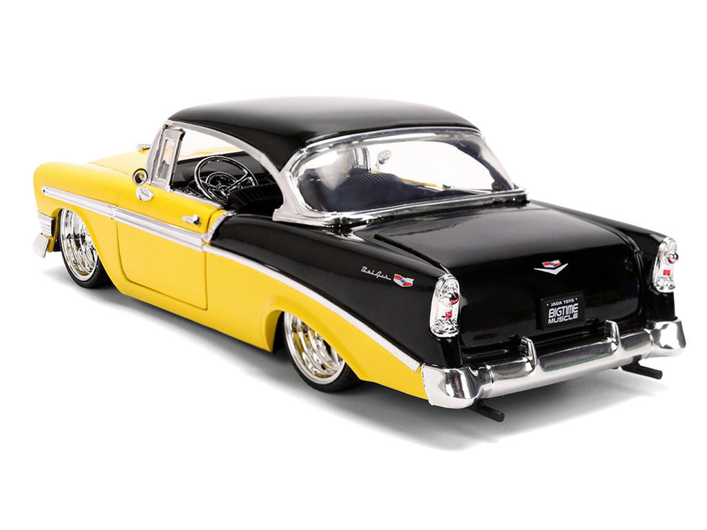 1956 Chevrolet Bel Air Yellow and Black "Bigtime Muscle" Series 1/24 Diecast Model Car by Jada-4