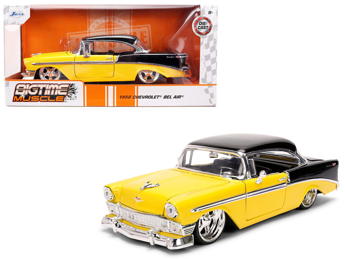 1956 Chevrolet Bel Air Yellow and Black "Bigtime Muscle" Series 1/24 Diecast Model Car by Jada-0