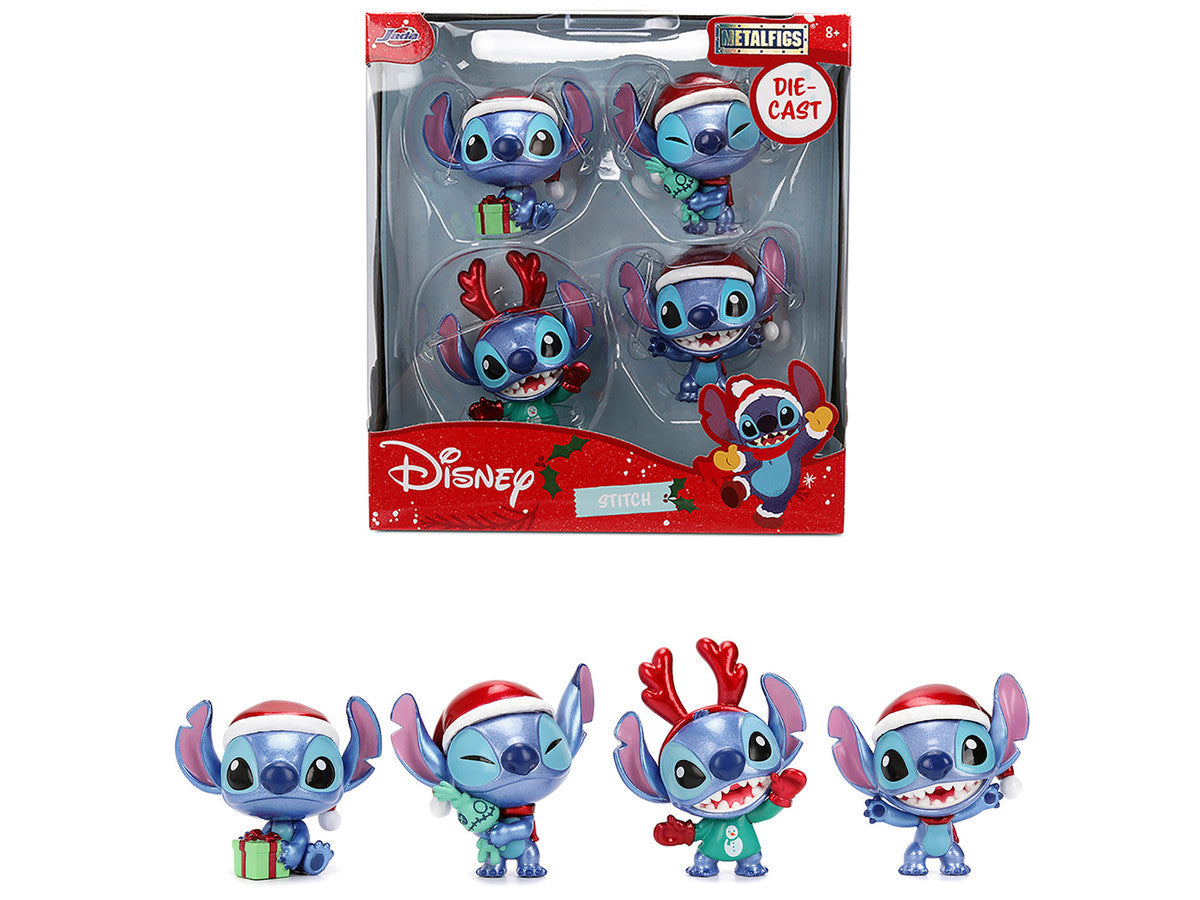 Set of 4 Diecast Figures "Disney's Stitch Christmas Edition" "Metalfigs" Series by Jada-4
