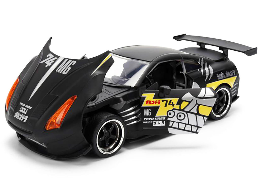 2009 Nissan GT-R (R35) Ben Sopra Matt Black with "Mechagodzilla" Graphics "Hollywood Rides" Series 1/24 Diecast Model Car by Jada-1