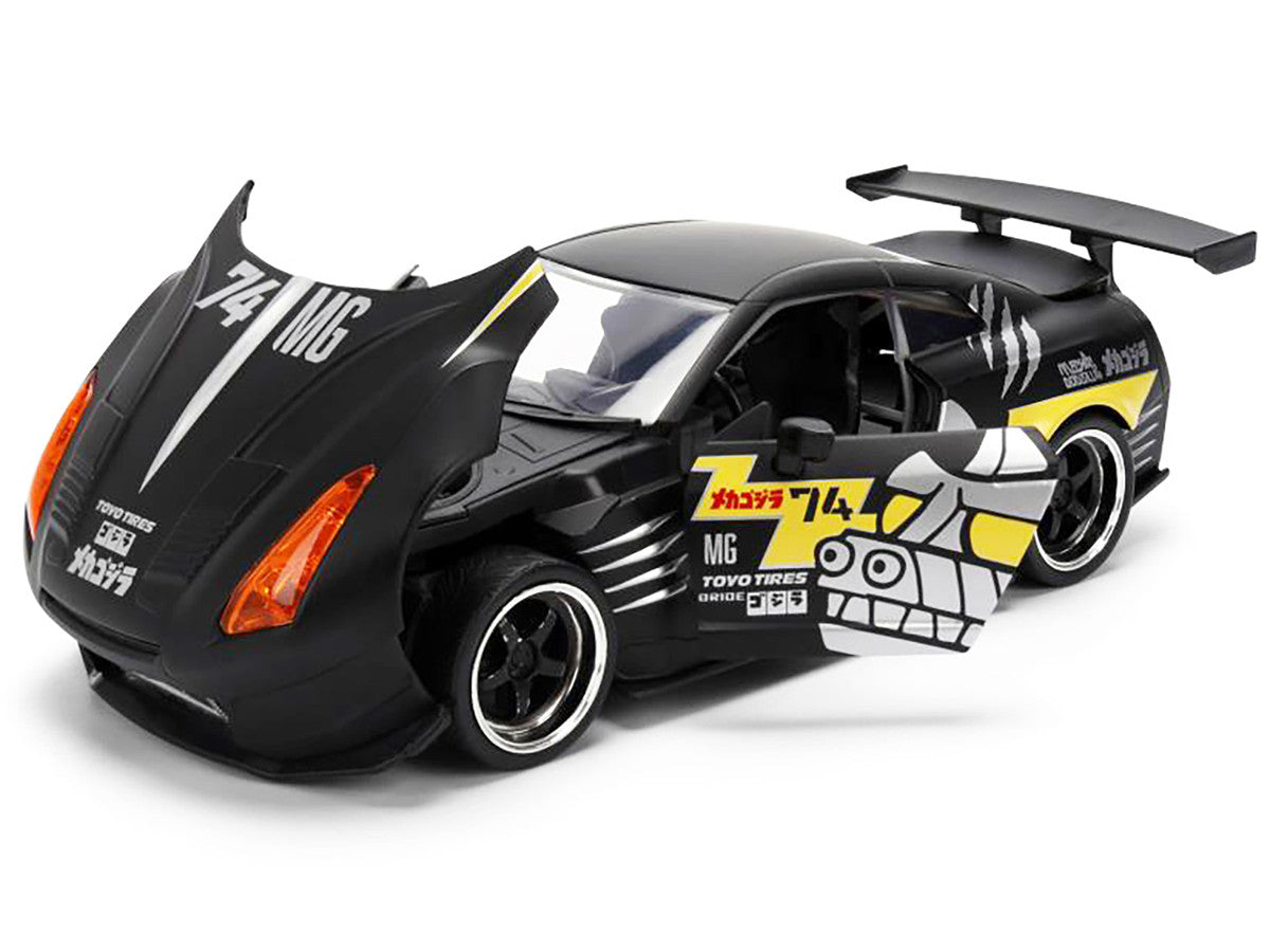 2009 Nissan GT-R (R35) Ben Sopra Matt Black with "Mechagodzilla" Graphics "Hollywood Rides" Series 1/24 Diecast Model Car by Jada-1