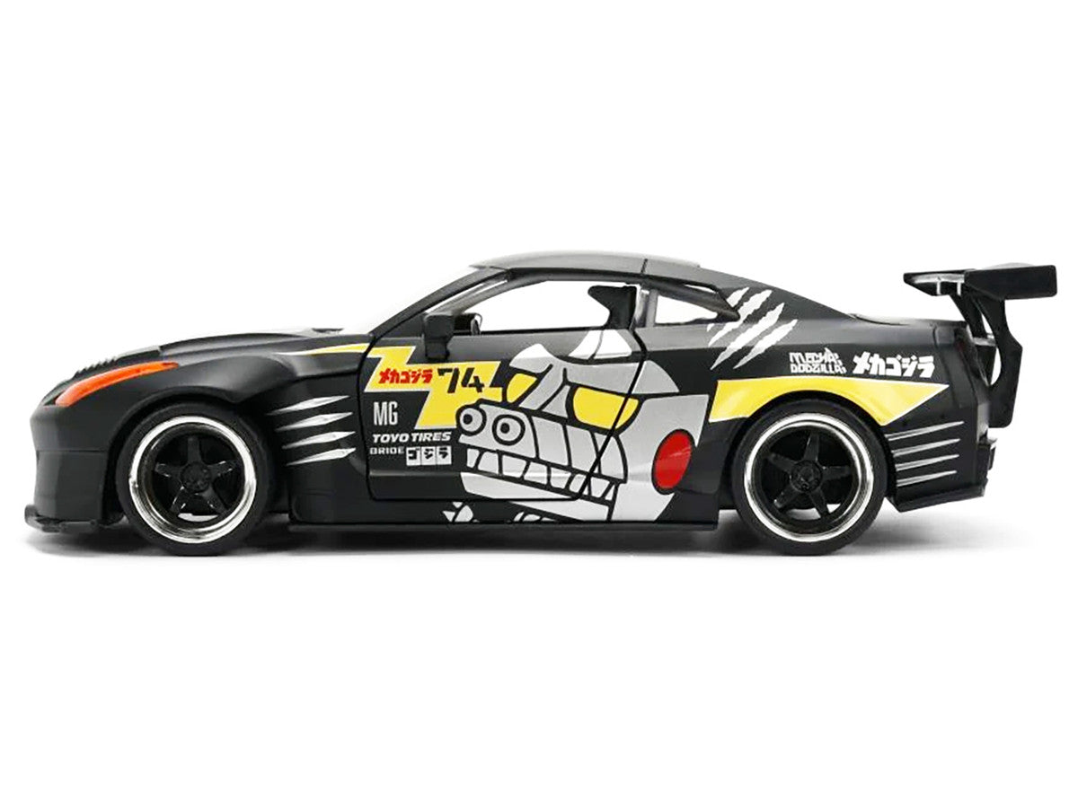 2009 Nissan GT-R (R35) Ben Sopra Matt Black with "Mechagodzilla" Graphics "Hollywood Rides" Series 1/24 Diecast Model Car by Jada-2