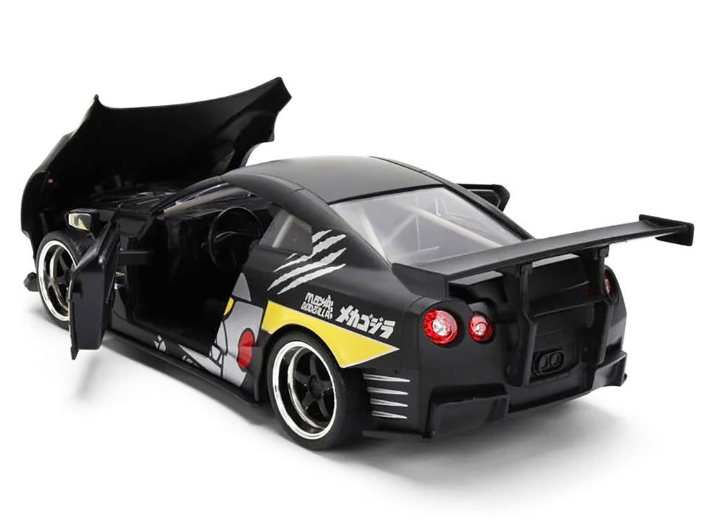 2009 Nissan GT-R (R35) Ben Sopra Matt Black with "Mechagodzilla" Graphics "Hollywood Rides" Series 1/24 Diecast Model Car by Jada-3