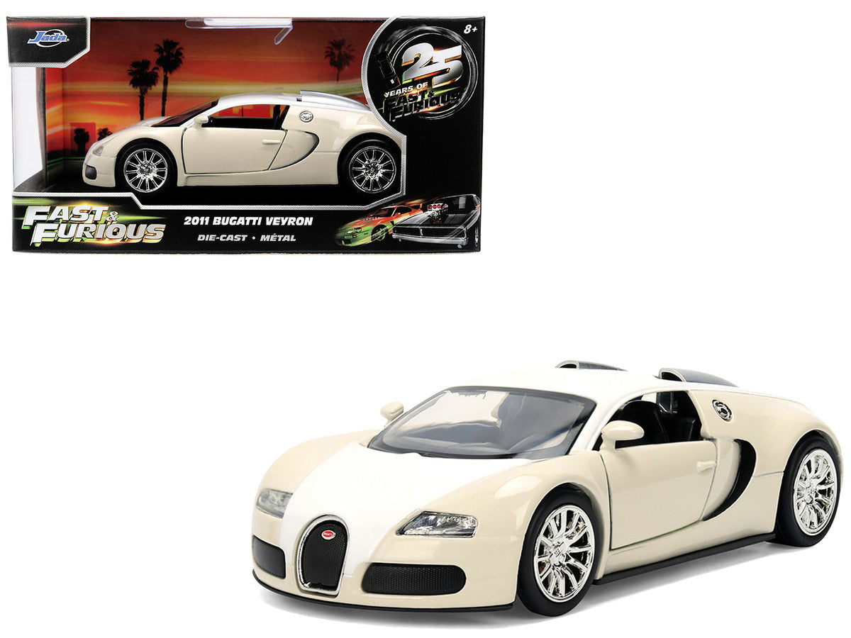 2011 Bugatti Veyron White and Tan "Furious 7" (2015) Movie "25 Years of Fast & Furious" Series 1/32 Diecast Model Car by Jada-0