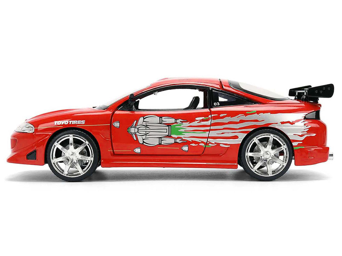 Brian's Mitsubishi Eclipse Red with Graphics Remix "The Fast and The Furious" (2001) Movie "Fast & Furious" Series 1/24 Diecast Model Car by Jada-0