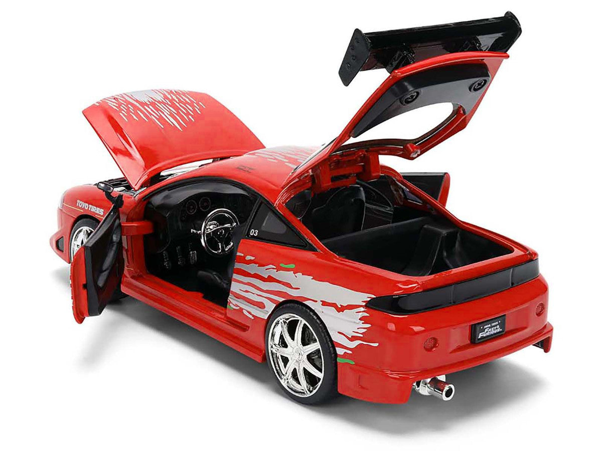 Brian's Mitsubishi Eclipse Red with Graphics Remix "The Fast and The Furious" (2001) Movie "Fast & Furious" Series 1/24 Diecast Model Car by Jada-3