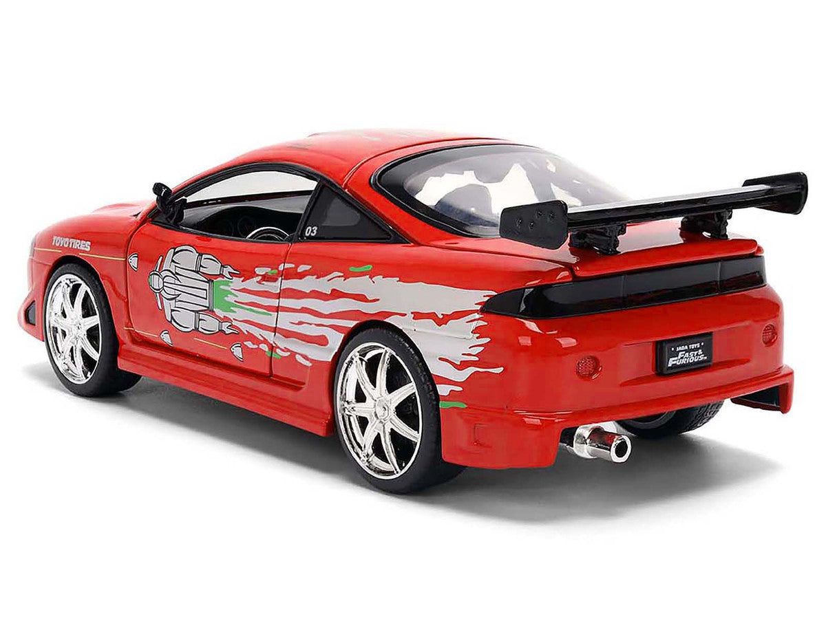 Brian's Mitsubishi Eclipse Red with Graphics Remix "The Fast and The Furious" (2001) Movie "Fast & Furious" Series 1/24 Diecast Model Car by Jada-2