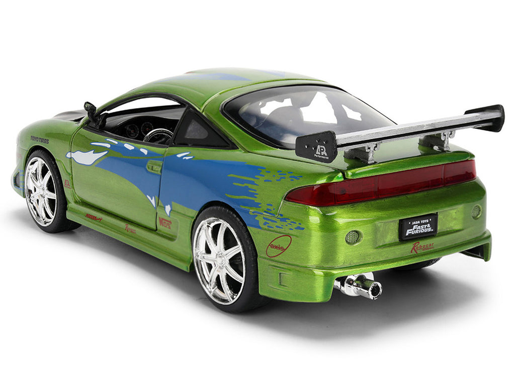 Brian's Mitsubishi Eclipse Green Brush Finish "The Fast and the Furious" (2001) Movie 25 Years of Fast & Furious Anniversary 1/24 Diecast Model Car by Jada-3