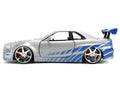 Brian's Nissan Skyline GT-R (R34) RHD (Right Hand Drive) Brush Finish  "2 Fast 2 Furious" (2003) Movie 25 Years of Fast & Furious Anniversary 1/24 by Jada-0