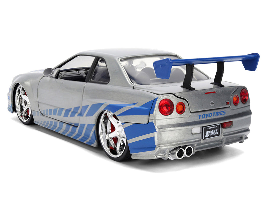 Brian's Nissan Skyline GT-R (R34) RHD (Right Hand Drive) Brush Finish  "2 Fast 2 Furious" (2003) Movie 25 Years of Fast & Furious Anniversary 1/24 by Jada-1