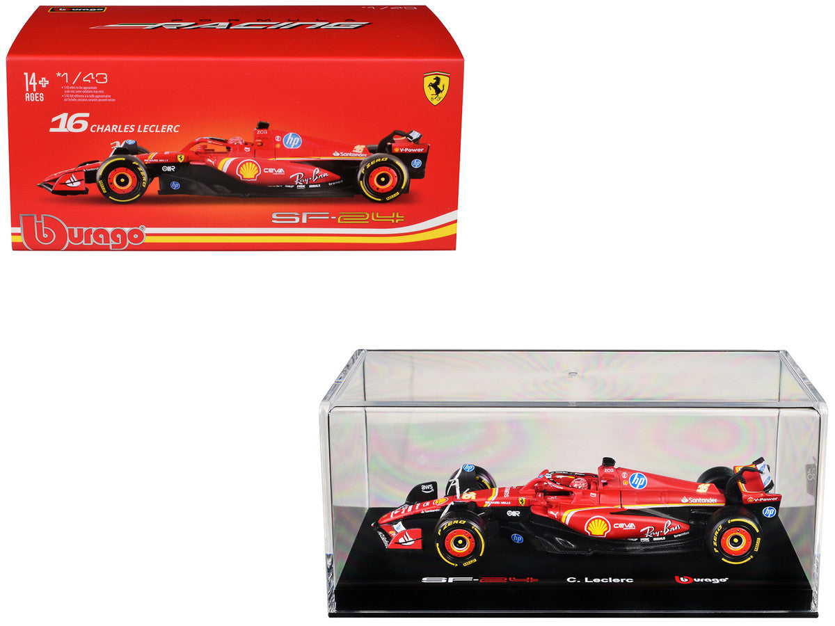 Ferrari SF-24 #16 Charles Leclerc 1/43 Diecast Model Car with Display Case-4