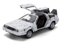 DMC DeLorean Time Machine Brushed Metal (Frost Version) "Back to the Future" (1985) Movie "40th Anniversary" Special Packaging "Hollywood Rides" Series 1/32 Diecast Model Car by Jada-0