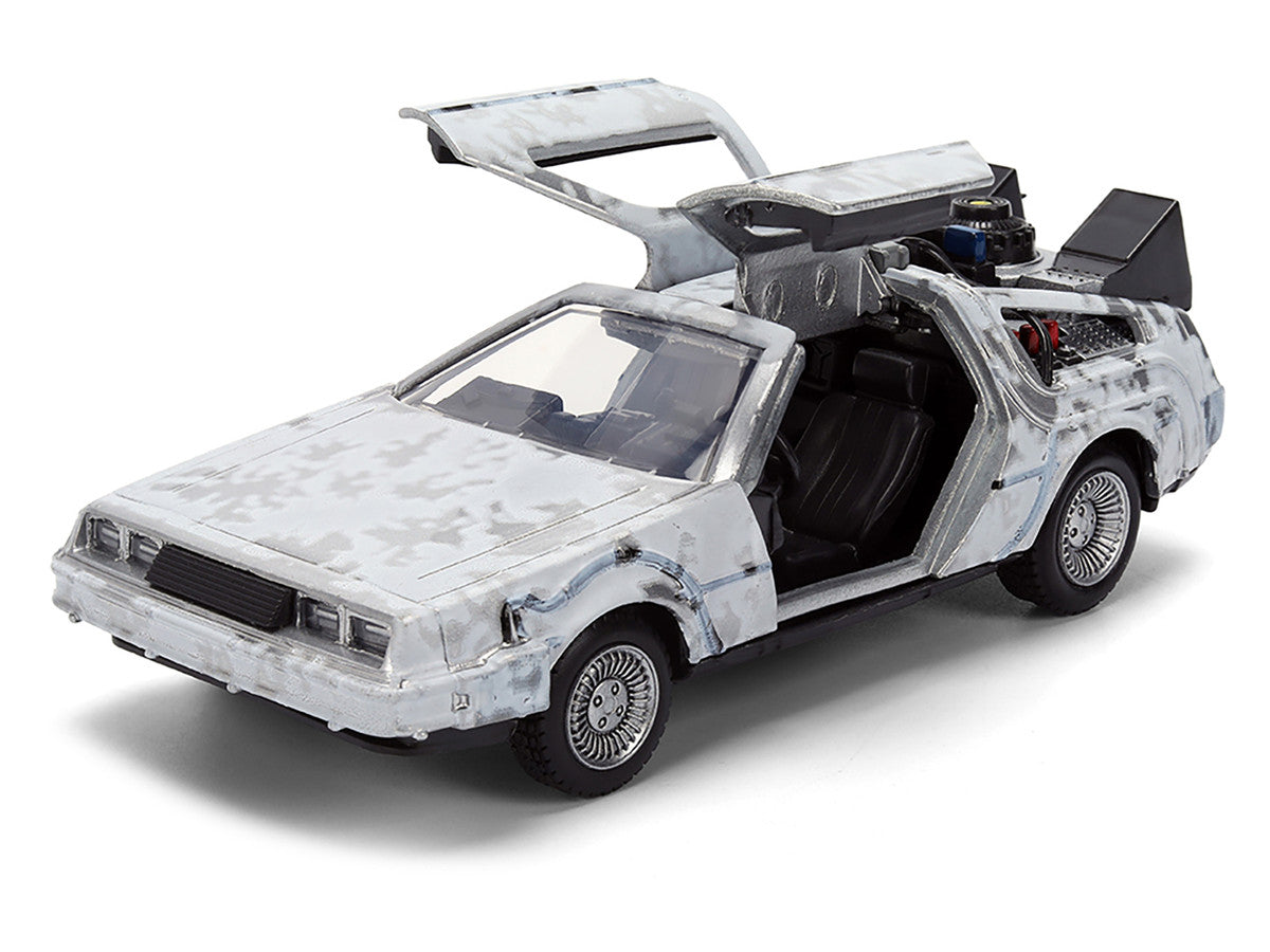 DMC DeLorean Time Machine Brushed Metal (Frost Version) "Back to the Future" (1985) Movie "40th Anniversary" Special Packaging "Hollywood Rides" Series 1/32 Diecast Model Car by Jada-0