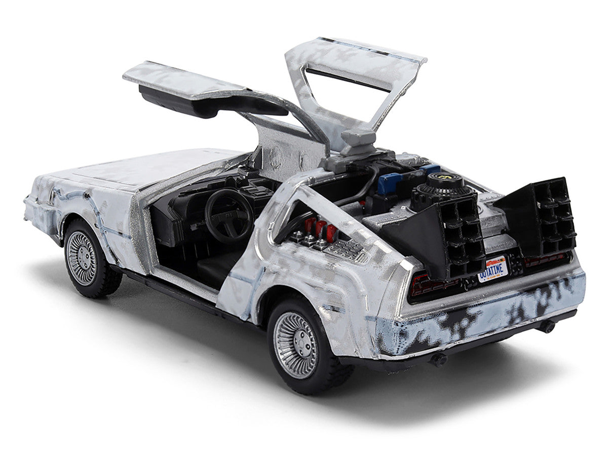 DMC DeLorean Time Machine Brushed Metal (Frost Version) "Back to the Future" (1985) Movie "40th Anniversary" Special Packaging "Hollywood Rides" Series 1/32 Diecast Model Car by Jada-2