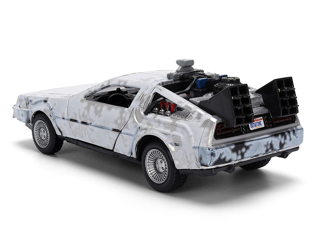 DMC DeLorean Time Machine Brushed Metal (Frost Version) "Back to the Future" (1985) Movie "40th Anniversary" Special Packaging "Hollywood Rides" Series 1/32 Diecast Model Car by Jada-1