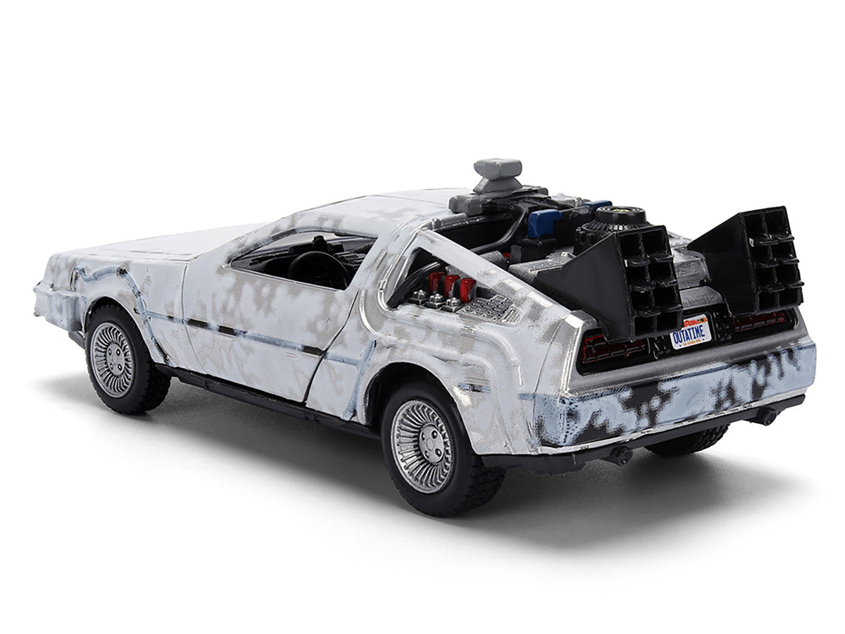 DMC DeLorean Time Machine Brushed Metal (Frost Version) "Back to the Future" (1985) Movie "40th Anniversary" Special Packaging "Hollywood Rides" Series 1/32 Diecast Model Car by Jada-1